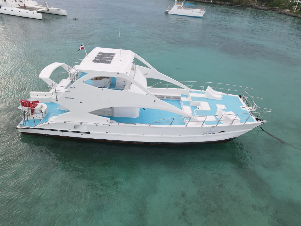 Private catamaran aerial view