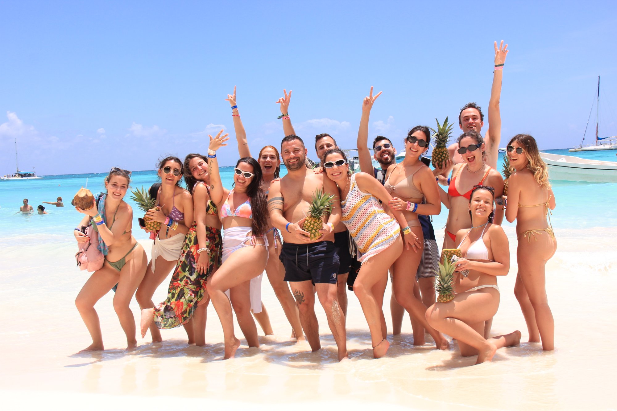 Group on Saona Island beach